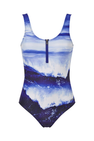 Purple Sea Print Swimsuit
