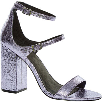 Purple Crackle Block Heeled Sandals