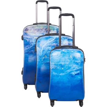 Blue Patterned Hard Shell Suitcases